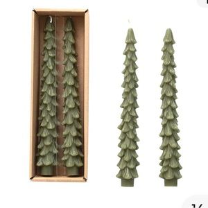 10" Unscented Pine Tree Taper Candles By Creative Co-op  ~~  Set of 2